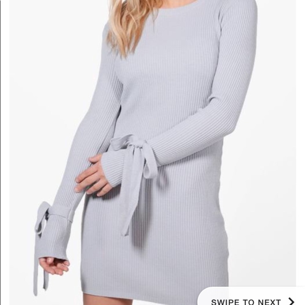 NWT boohoo dress tie sleeve